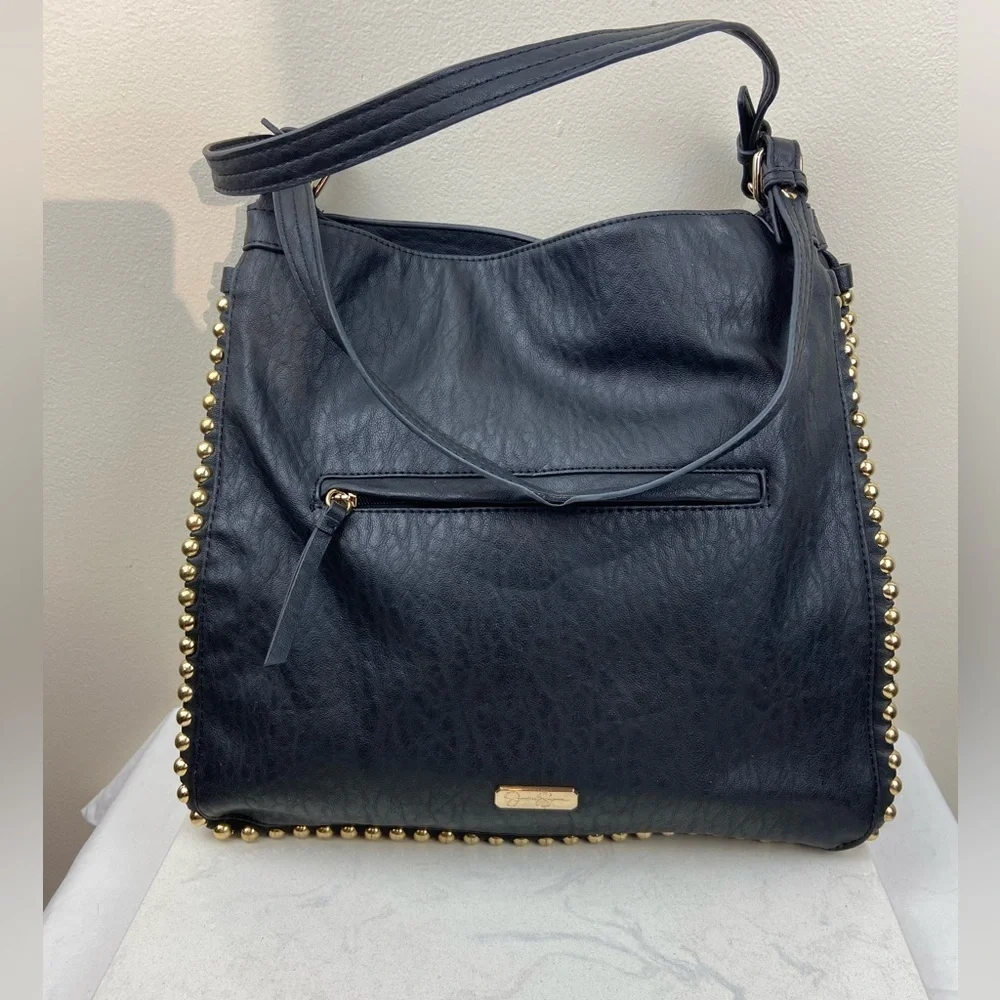 Jessica Simpson Studded Black and Gold Hobo Shoulder Purse